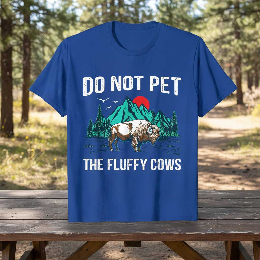Do Not Pet The Fluffy Cows Vintage Bison T-Shirt, Funny Graphic Tee Idea