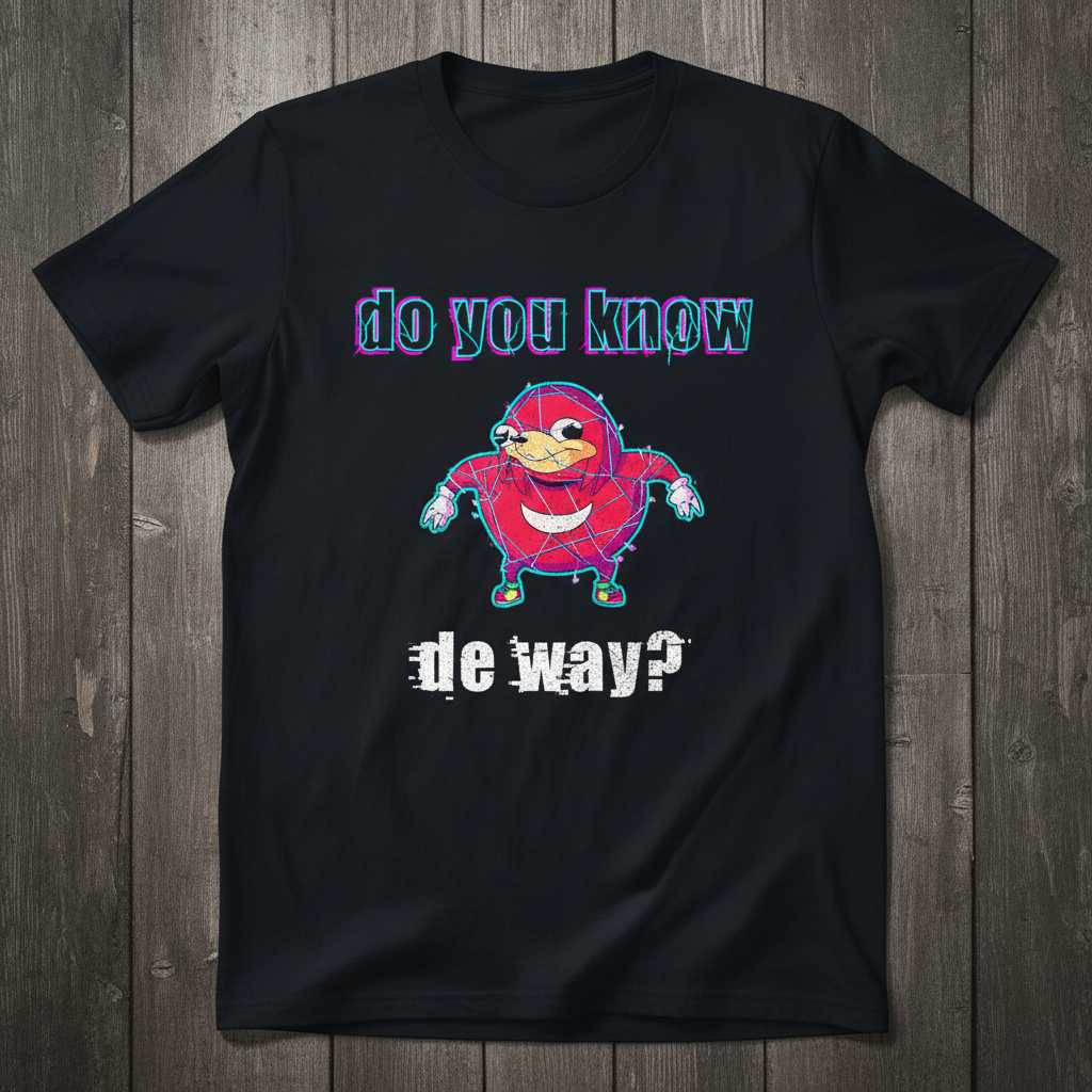 Do You Know De Way- Ugandan Knuckles Distressed T-Shirt Funny Novelty Tee Merch