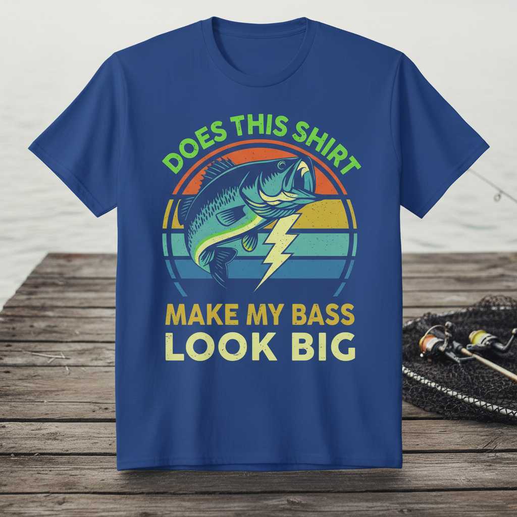 Does This Shirt Make My Bass Look Big Retro T-Shirt, Funny Fishing Tee Gift
