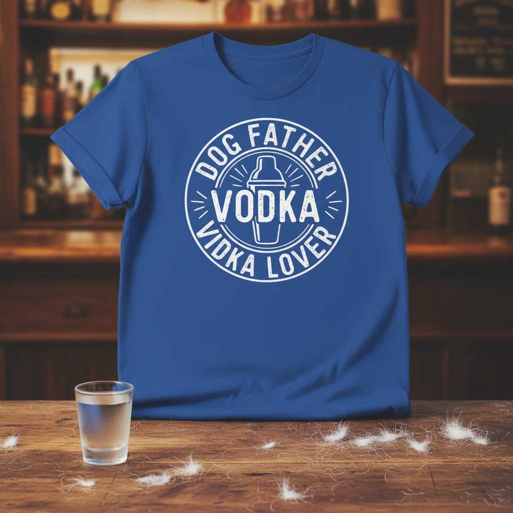 Dog Father Vodka Lover Graphic T-Shirt, Funny Novelty Tee Unisex Gift Idea