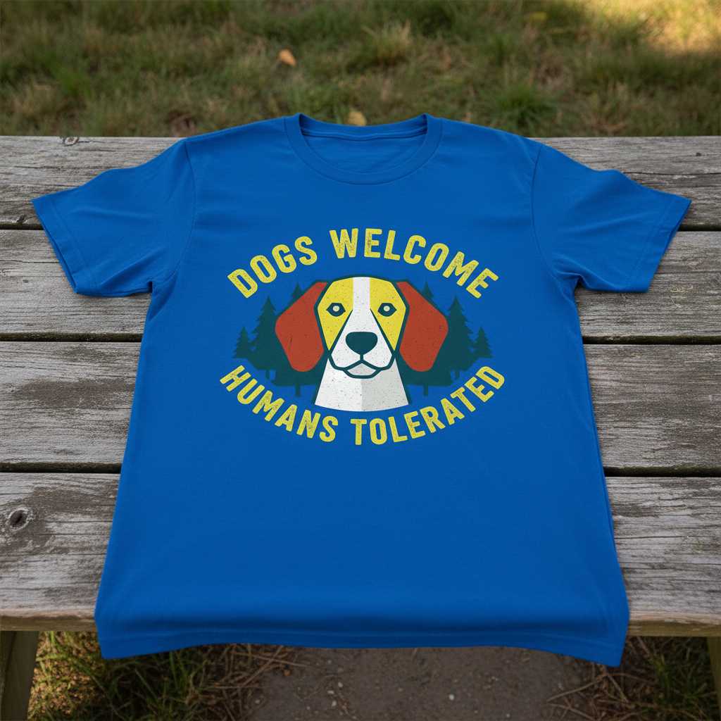 Dogs Welcome Humans Tolerated Retro T-Shirt, Funny Graphic Dog Lover Tee