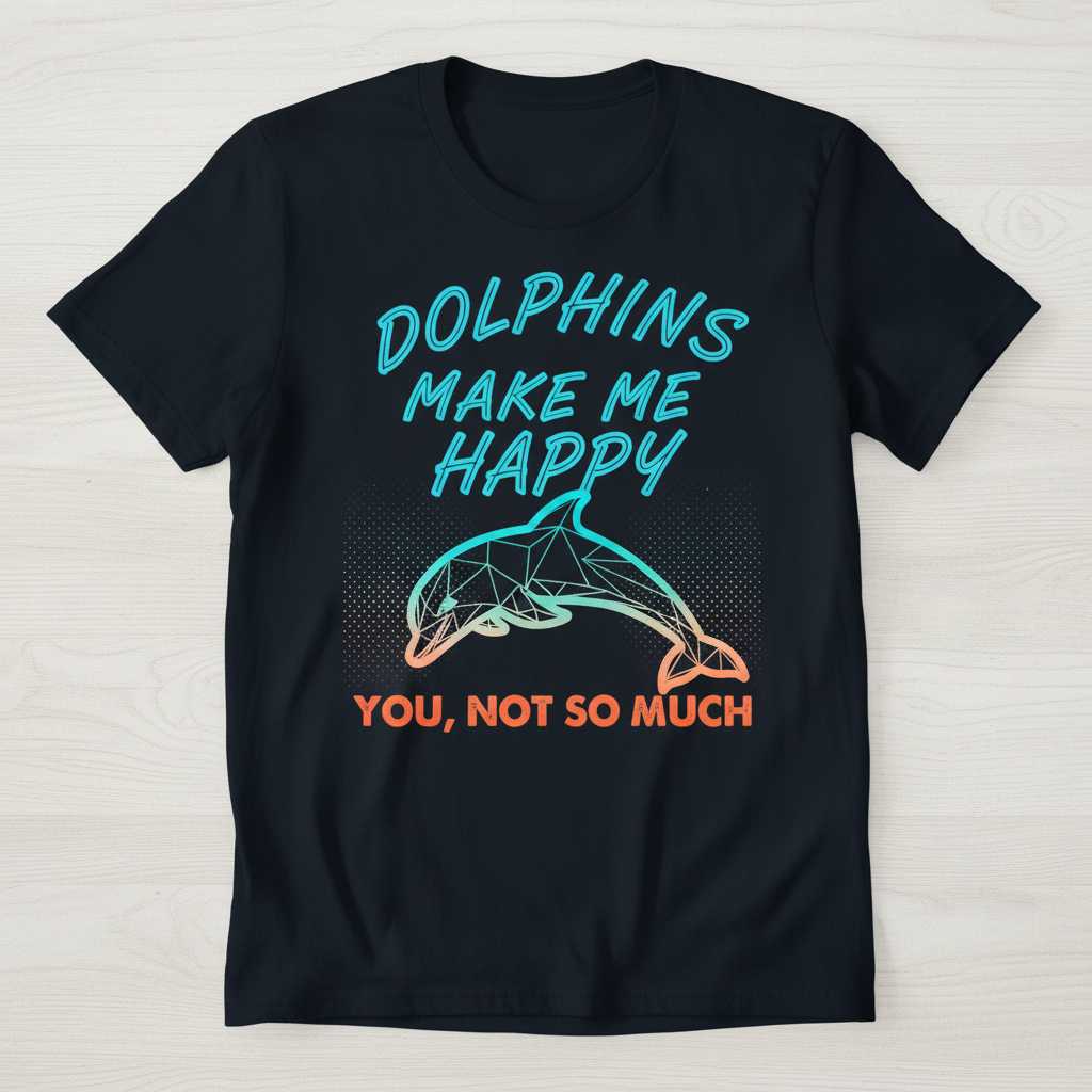 Dolphins Make Me Happy You, Not So Much Retro Dolphin T-Shirt Funny Tee Gift