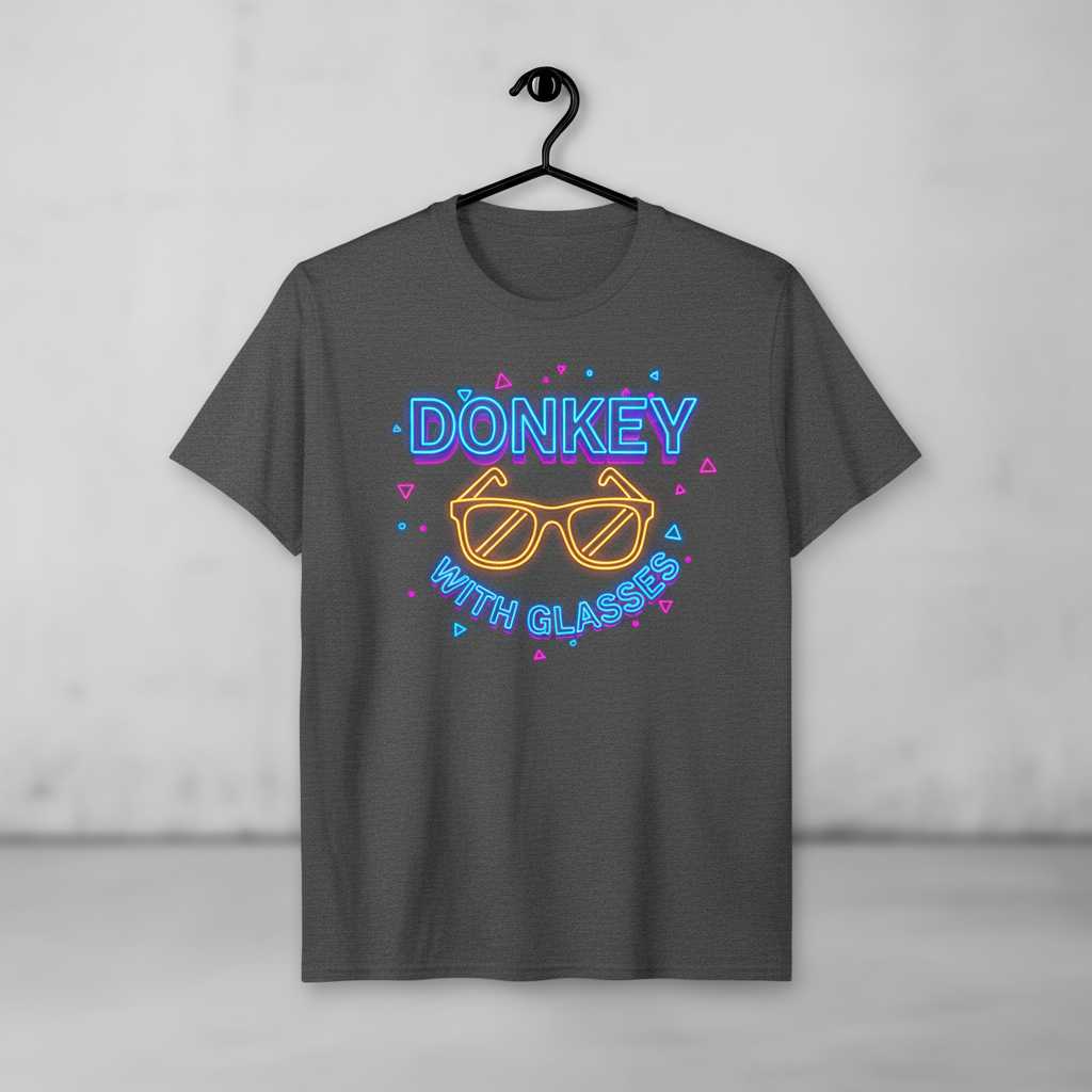 Donkey With Glasses Retro 90s Graphic T-Shirt, Funny Novelty Tee Gear Idea
