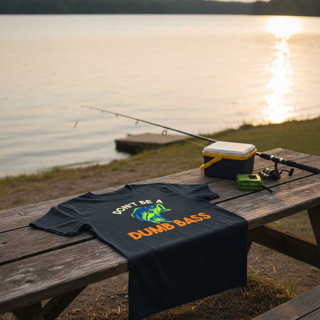 Dont Be A Dumb Bass Graphic T-Shirt, Funny Bass Fishing Tee Novelty Gear