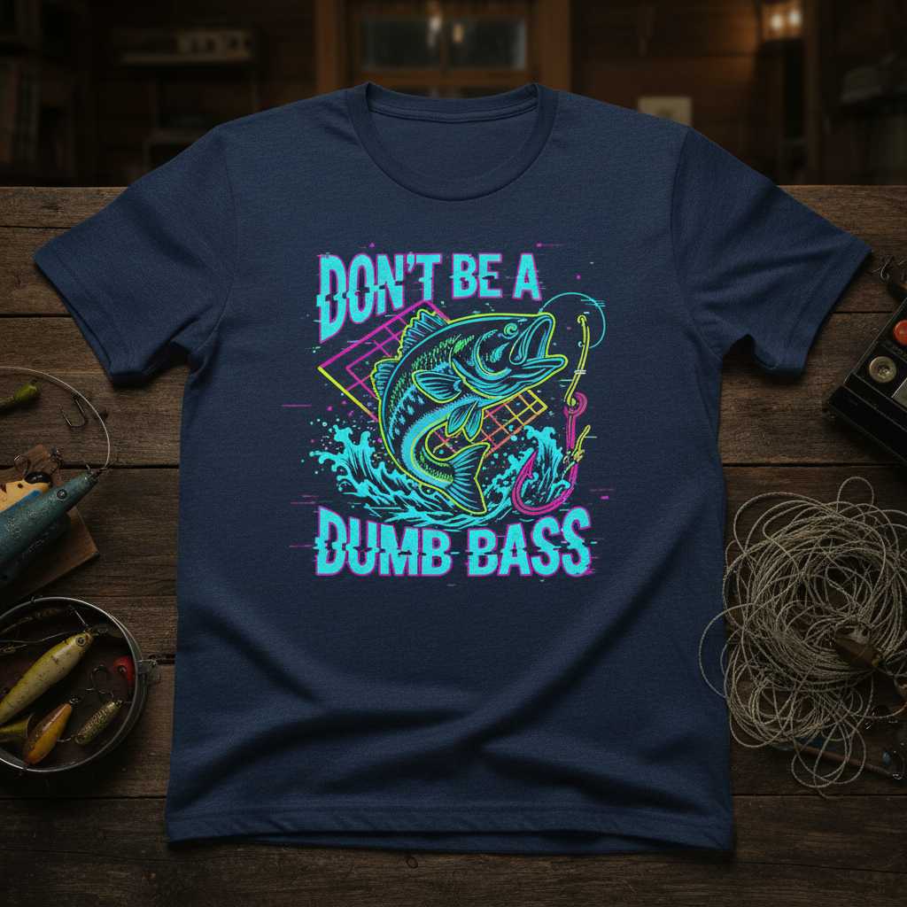 Dont Be A Dumb Bass Retro Fishing T-Shirt, Funny Novelty Fisherman Tee Gear