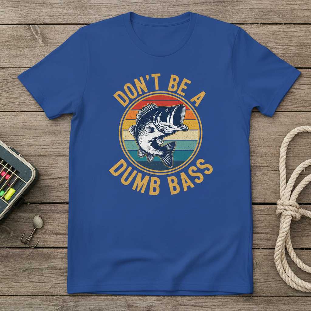 Dont Be A Dumb Bass Vintage Retro T-Shirt Fishing Outdoorsman Funny Tee