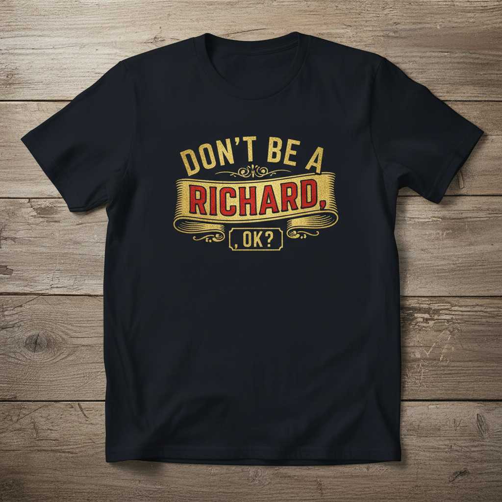 Dont Be A Richard, Ok- Retro T-Shirt, Funny Novelty Tee Graphic Gift Idea