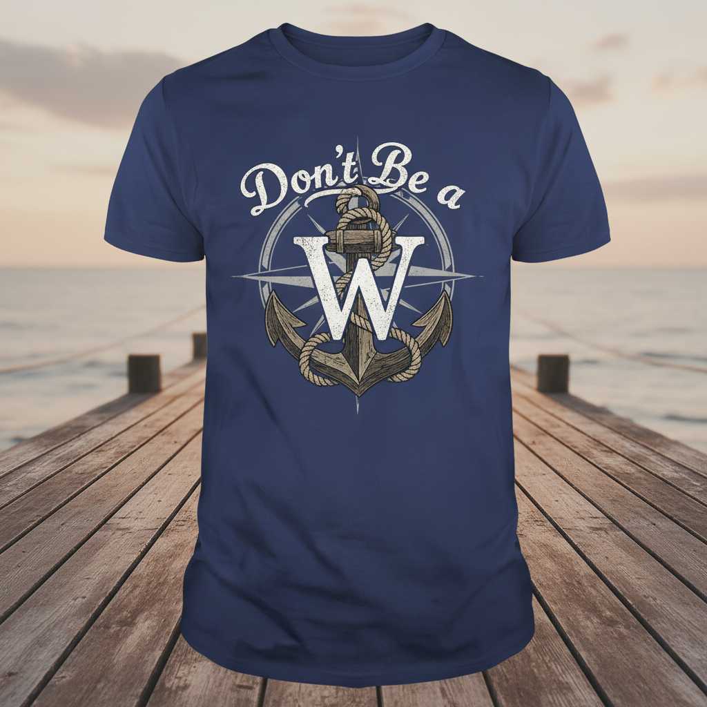 Dont Be A W Anchor Vintage Nautical T-Shirt, Funny Novelty Tee Gift Idea
