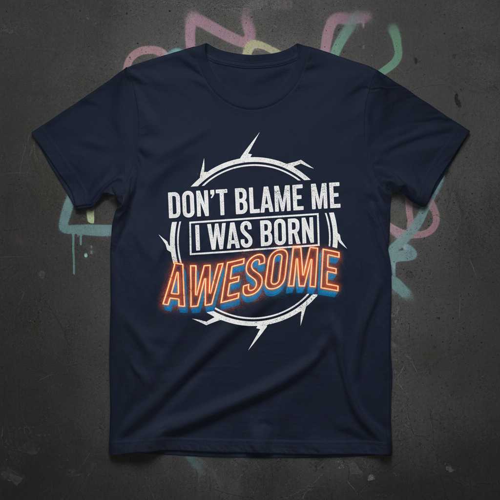 Dont Blame Me I Was Born Awesome Distressed T-Shirt Funny Graphic Tee