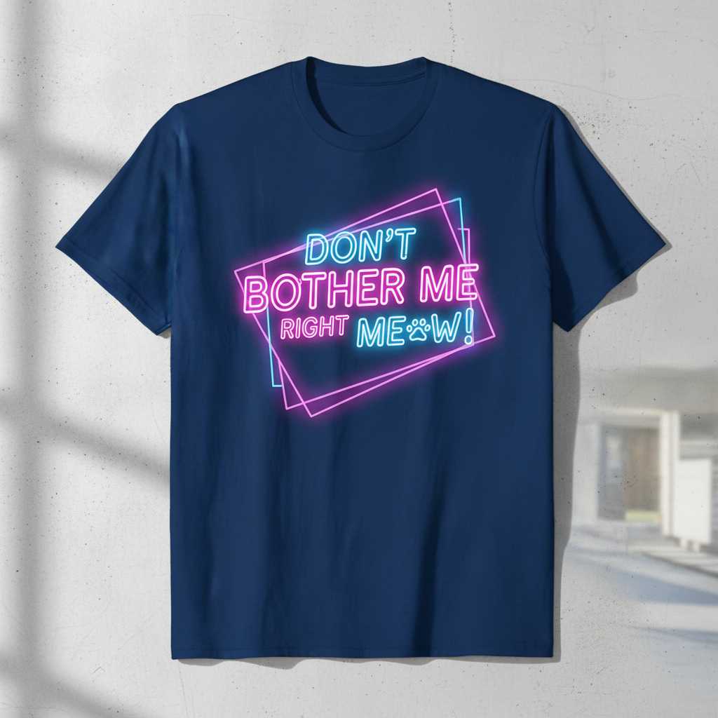 Dont Bother Me Right Meow! Neon Graphic T-Shirt, Funny Cat Gamer Tee Idea