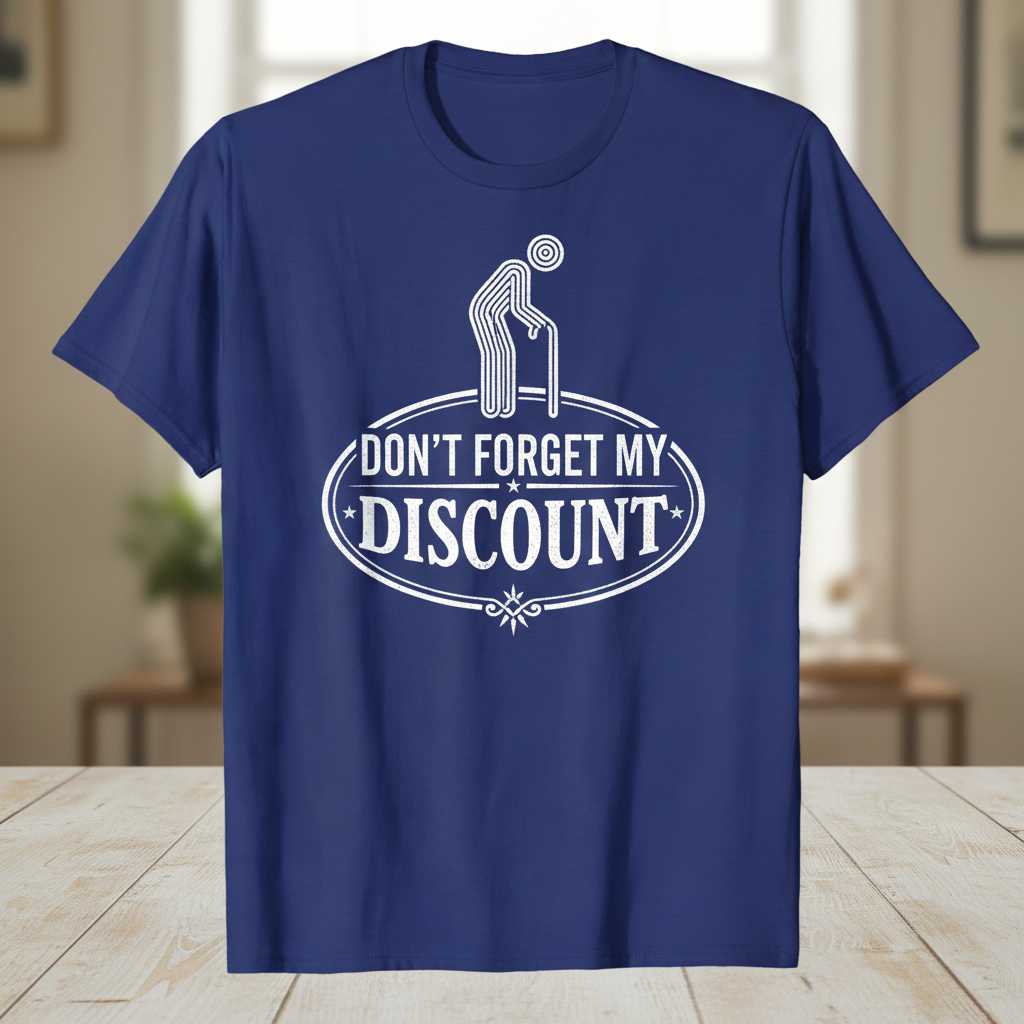 Dont Forget My Discount Retro Graphic T-Shirt, Funny Senior Citizen Tee Idea