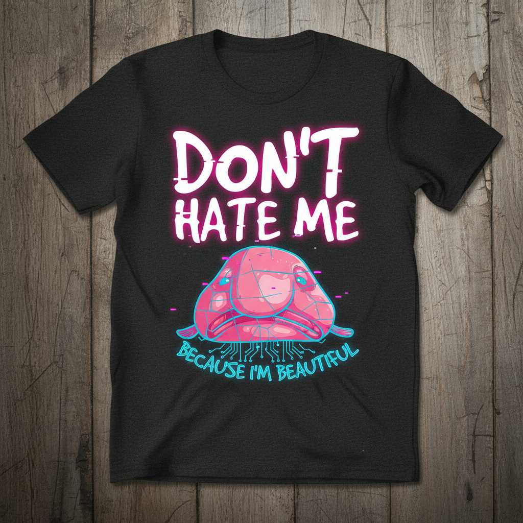 Dont Hate Me Because Im Beautiful Retro Blobfish T-Shirt, Funny Graphic Tee