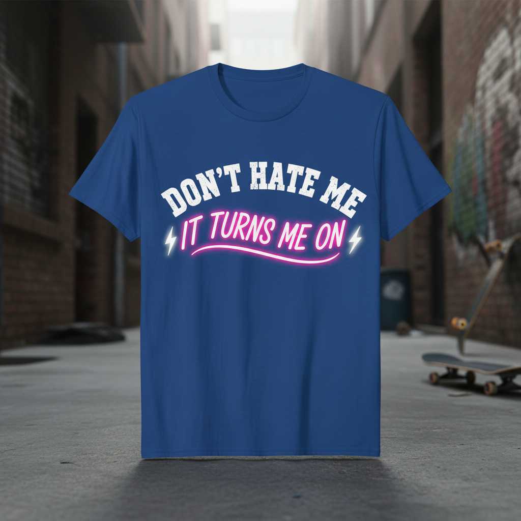 Dont Hate Me It Turns Me On Distressed T-Shirt, Funny Graphic Tee Present