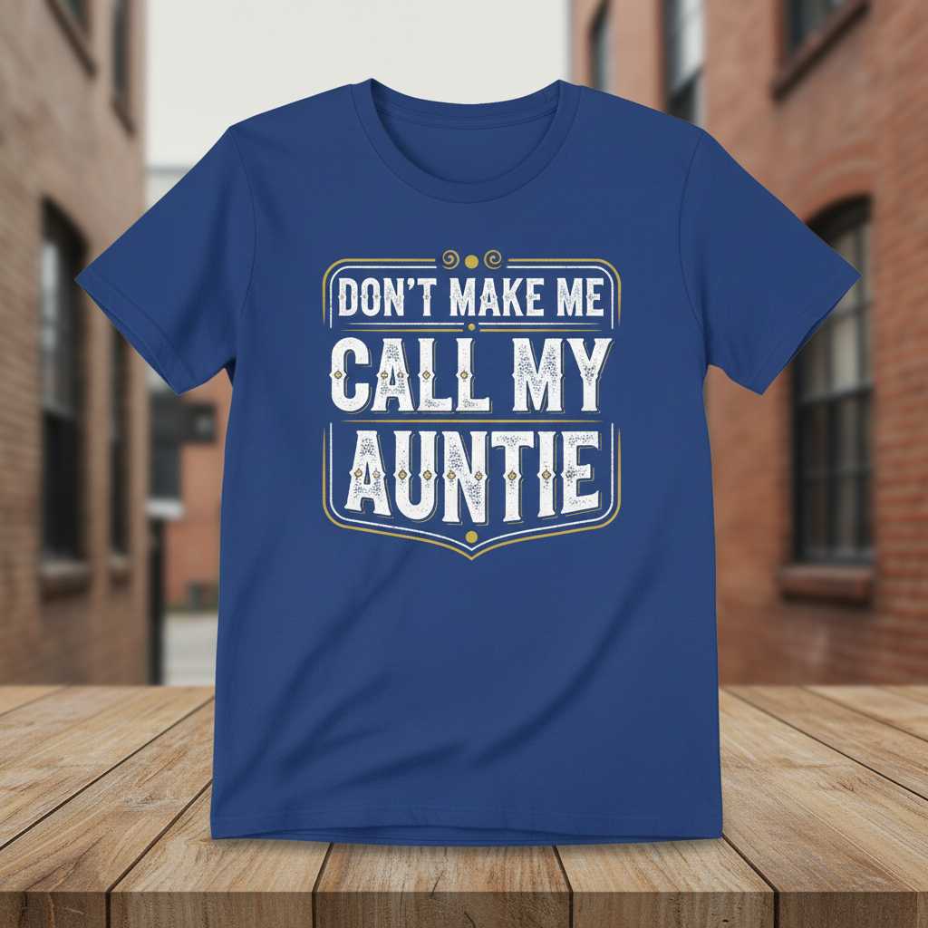 Dont Make Me Call My Auntie Distressed T-Shirt Funny Graphic Tee Present