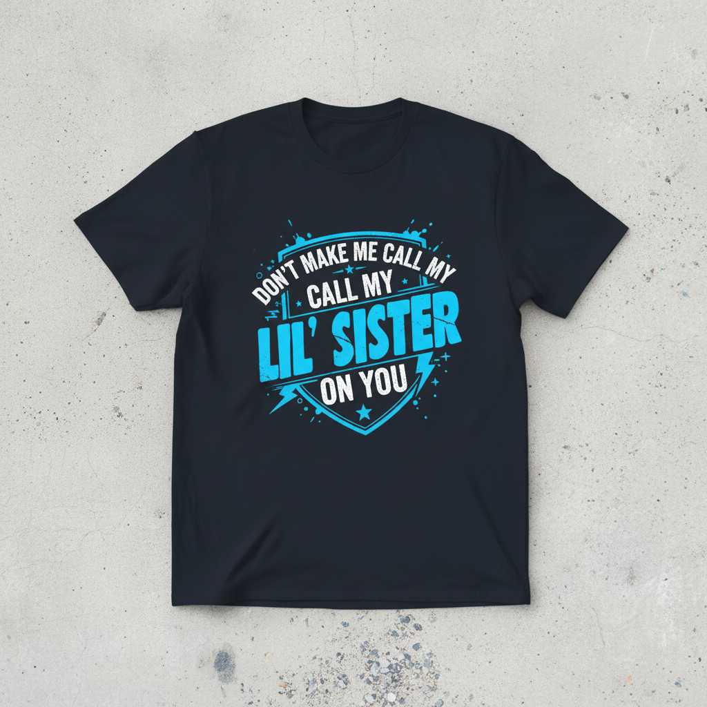 Dont Make Me Call My Lil Sister On You Distressed T-Shirt, Funny Tee Present