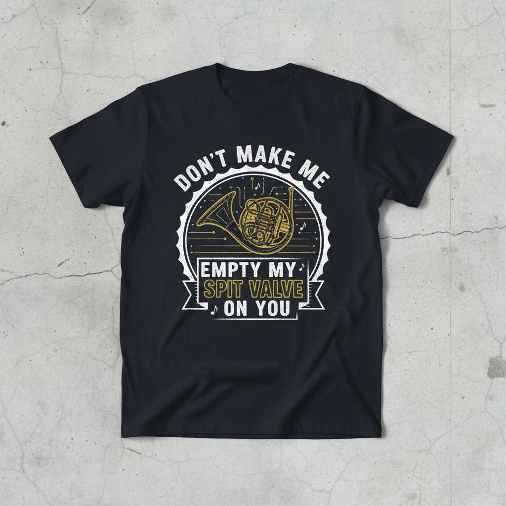 Dont Make Me Empty My Spit Valve On You Vintage French Horn T-Shirt Funny Tee