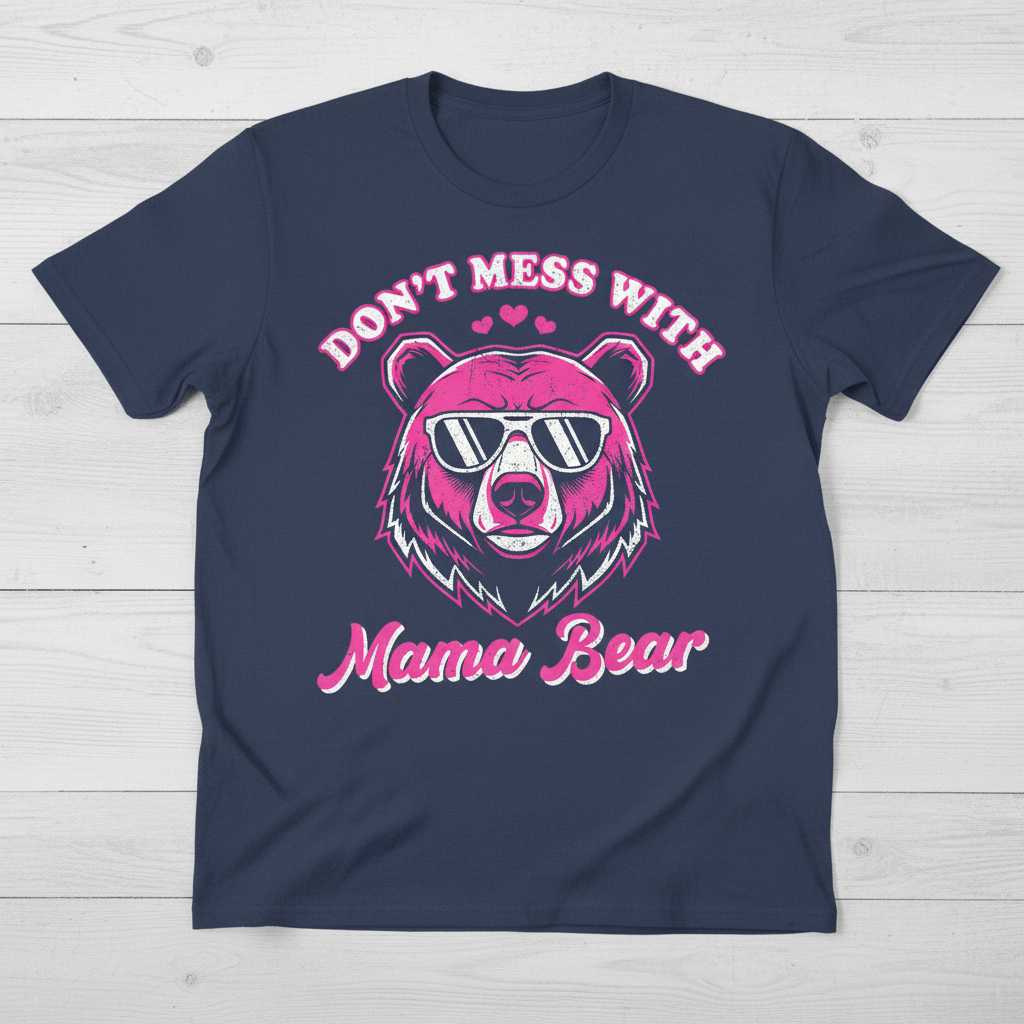 Dont Mess With Mama Bear Distressed T-Shirt, Funny Mothers Day Tee Idea