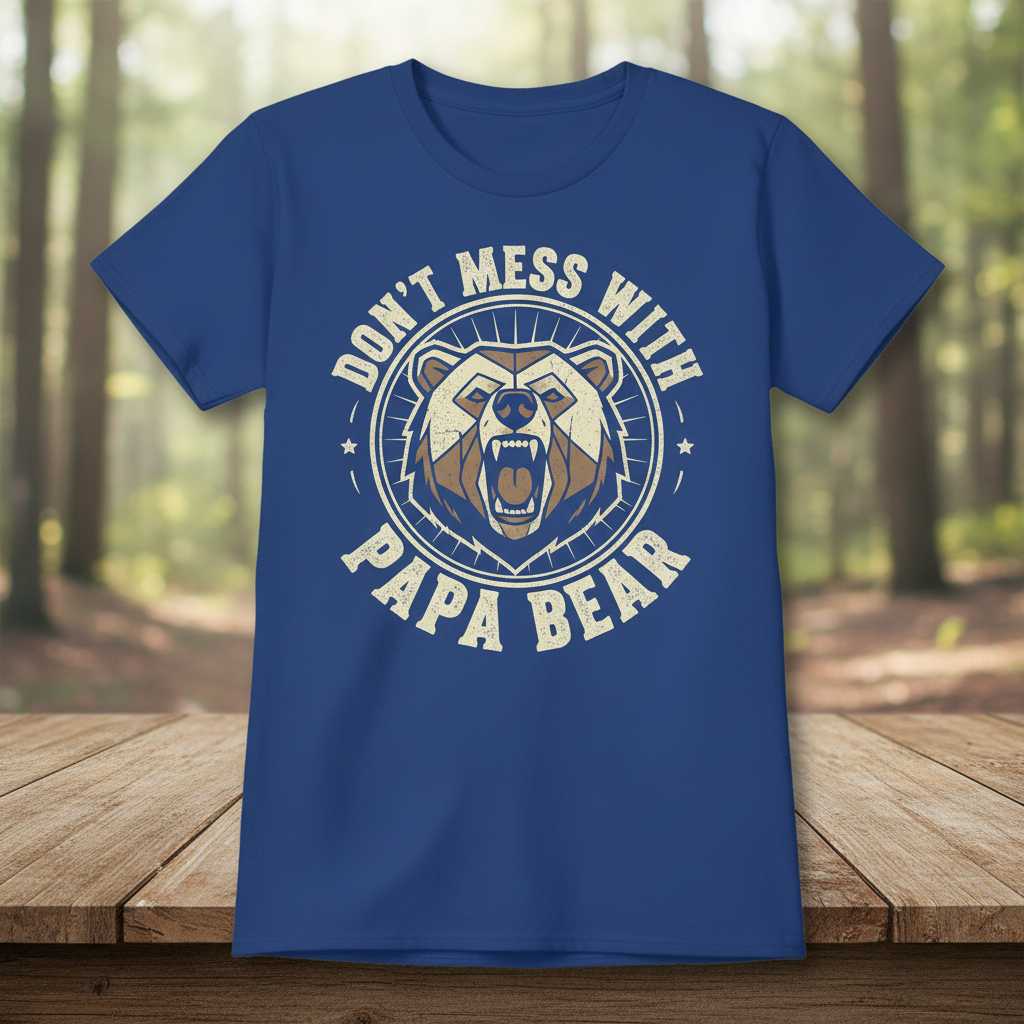 Dont Mess With Papa Bear Vintage Distressed T-Shirt Graphic Tee Present