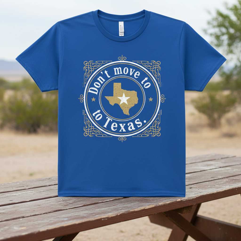 Dont Move To Texas Vintage Distressed T-Shirt, Funny Graphic Tee Souvenir