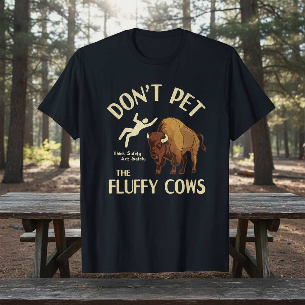 Dont Pet The Fluffy Cows Vintage T-Shirt, Funny Bison Buffalo Novelty Tee