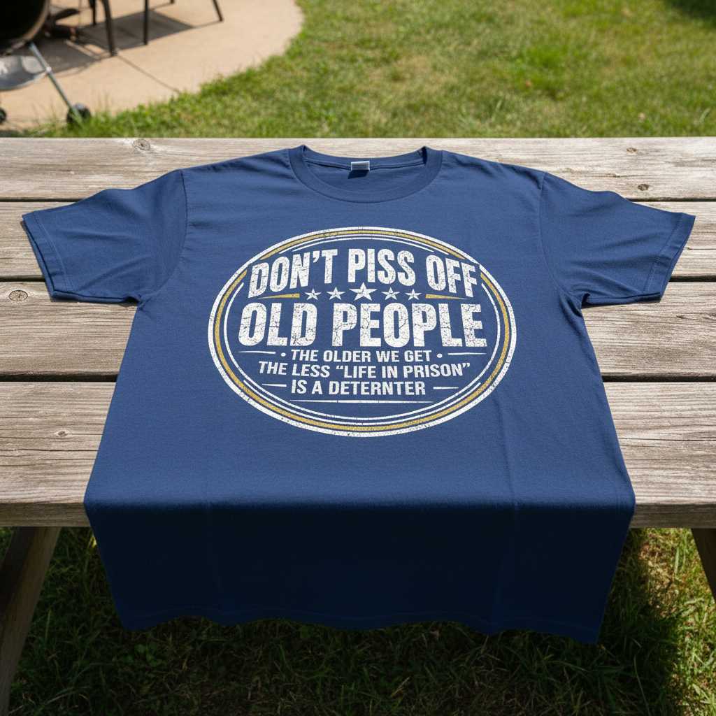 Dont Piss Off Old People The Older We Get The Less Life In Prison Is A Deterrent Distressed T-Shirt Funny Tee