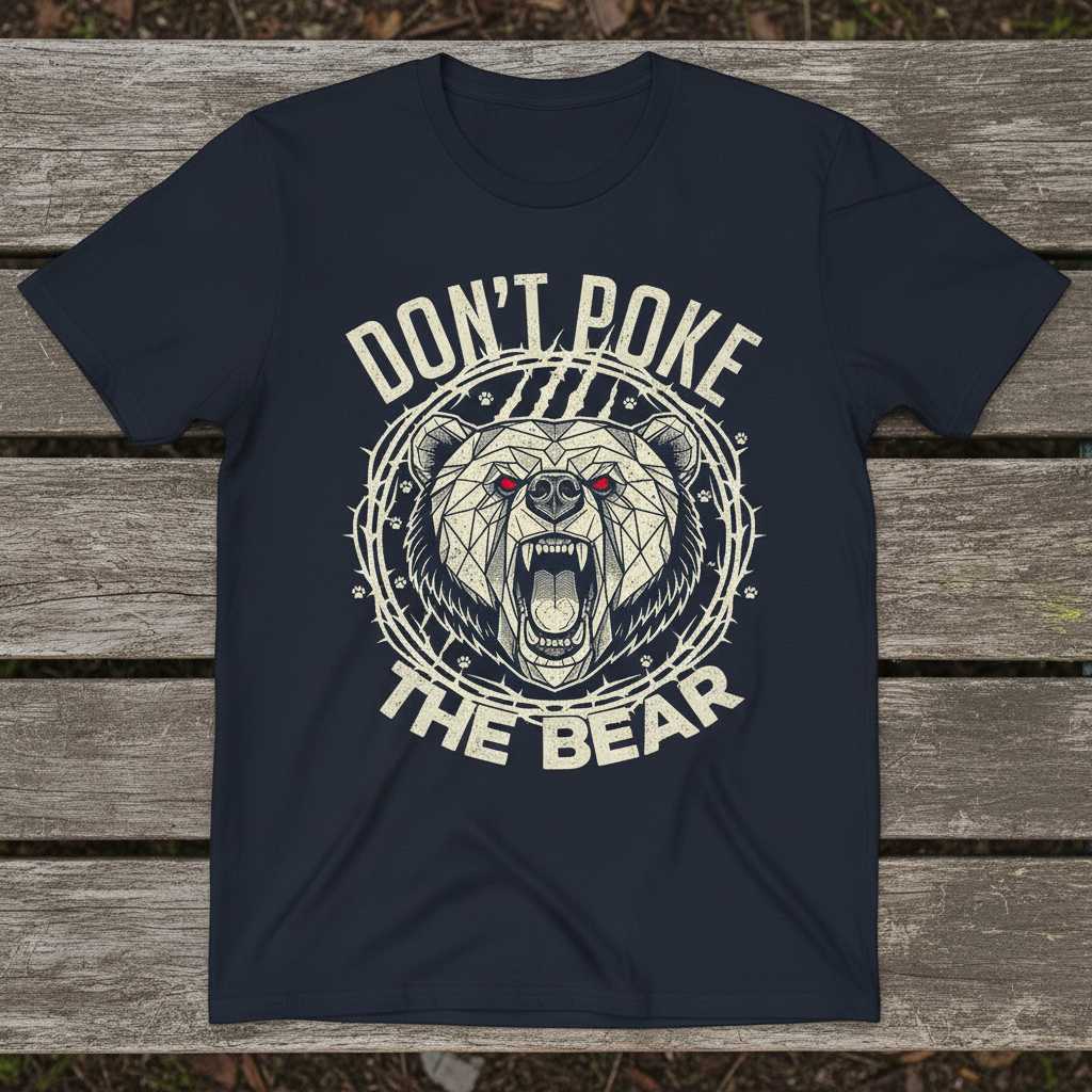 Dont Poke The Bear Distressed Vintage T-Shirt, Novelty Graphic Tee Present