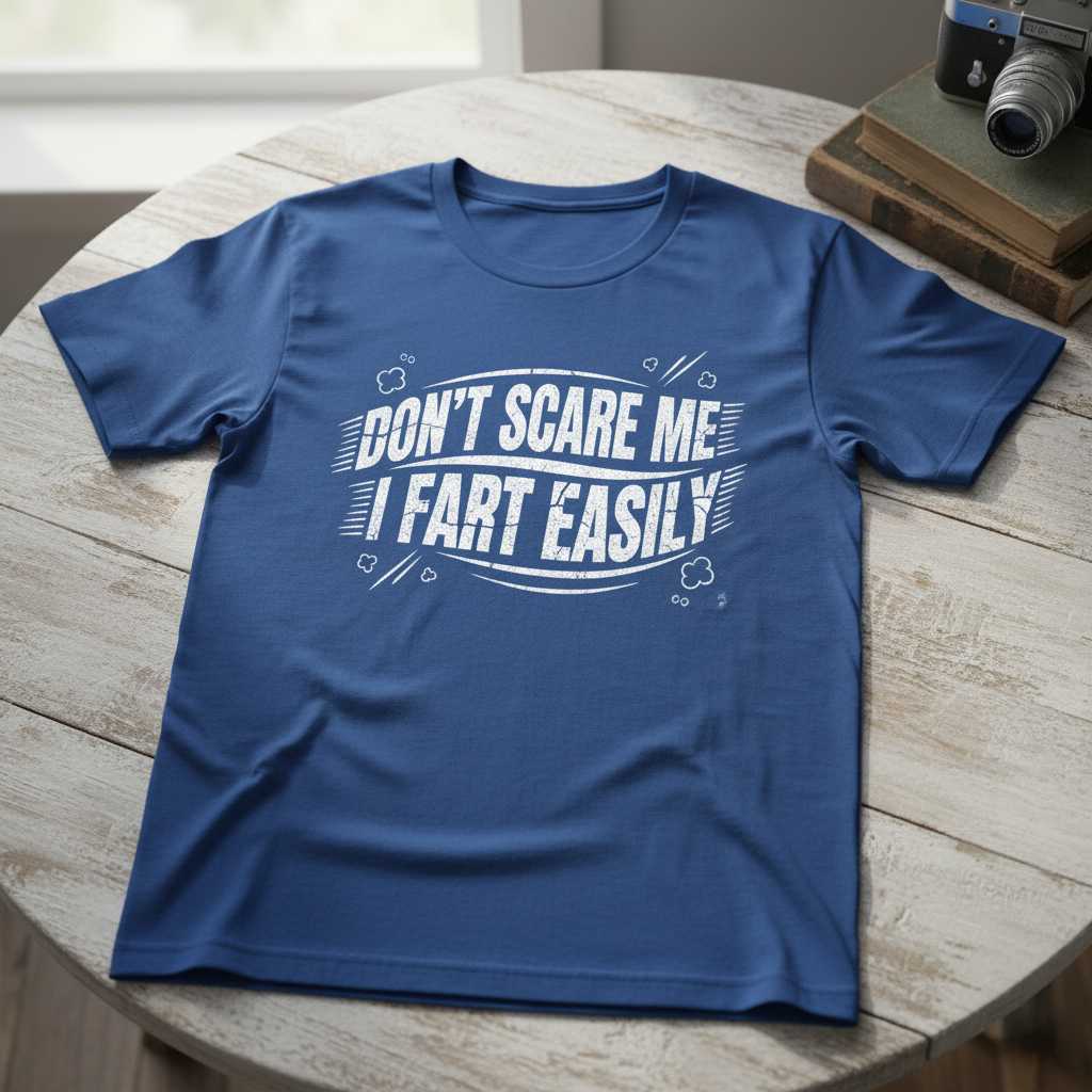 Dont Scare Me I Fart Easily Distressed T-Shirt, Funny Novelty Tee Idea