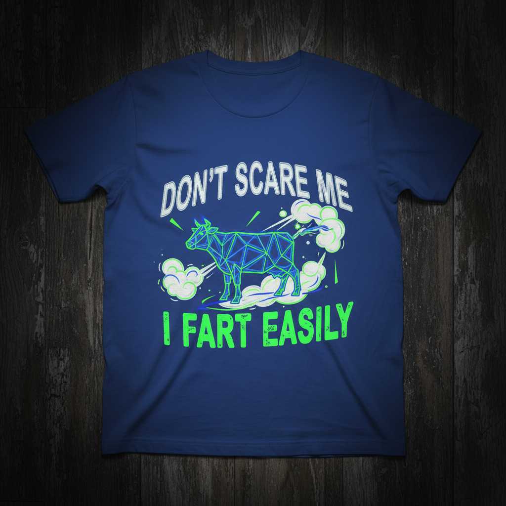 Dont Scare Me I Fart Easily Geometric Cow Graphic T-Shirt, Funny Tee Gear