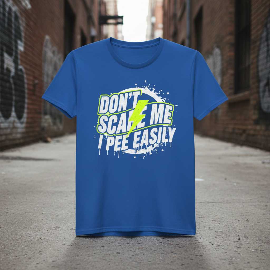 Dont Scare Me I Pee Easily Distressed Graphic T-Shirt, Funny Novelty Tee Gear