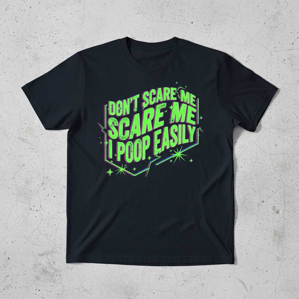 Dont Scare Me I Poop Easily Distressed 90s T-Shirt, Funny Tee Merch Present