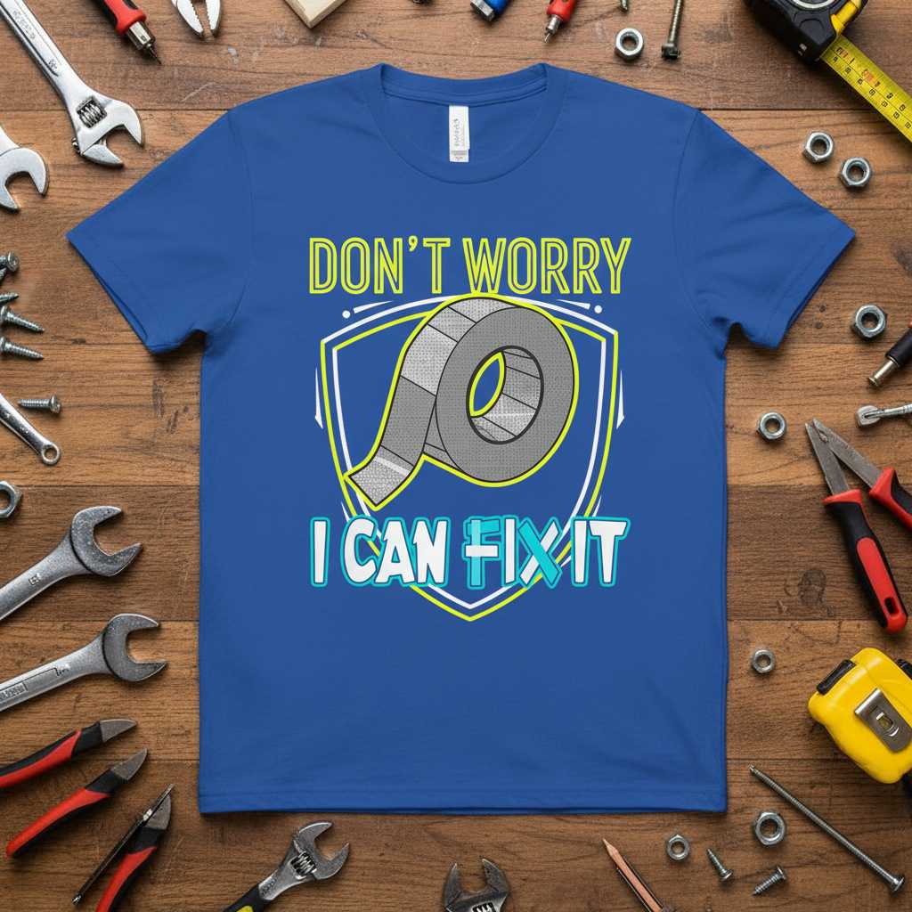 Dont Worry I Can Fix It Duct Tape Graphic T-Shirt, Funny Mechanic Tee Idea