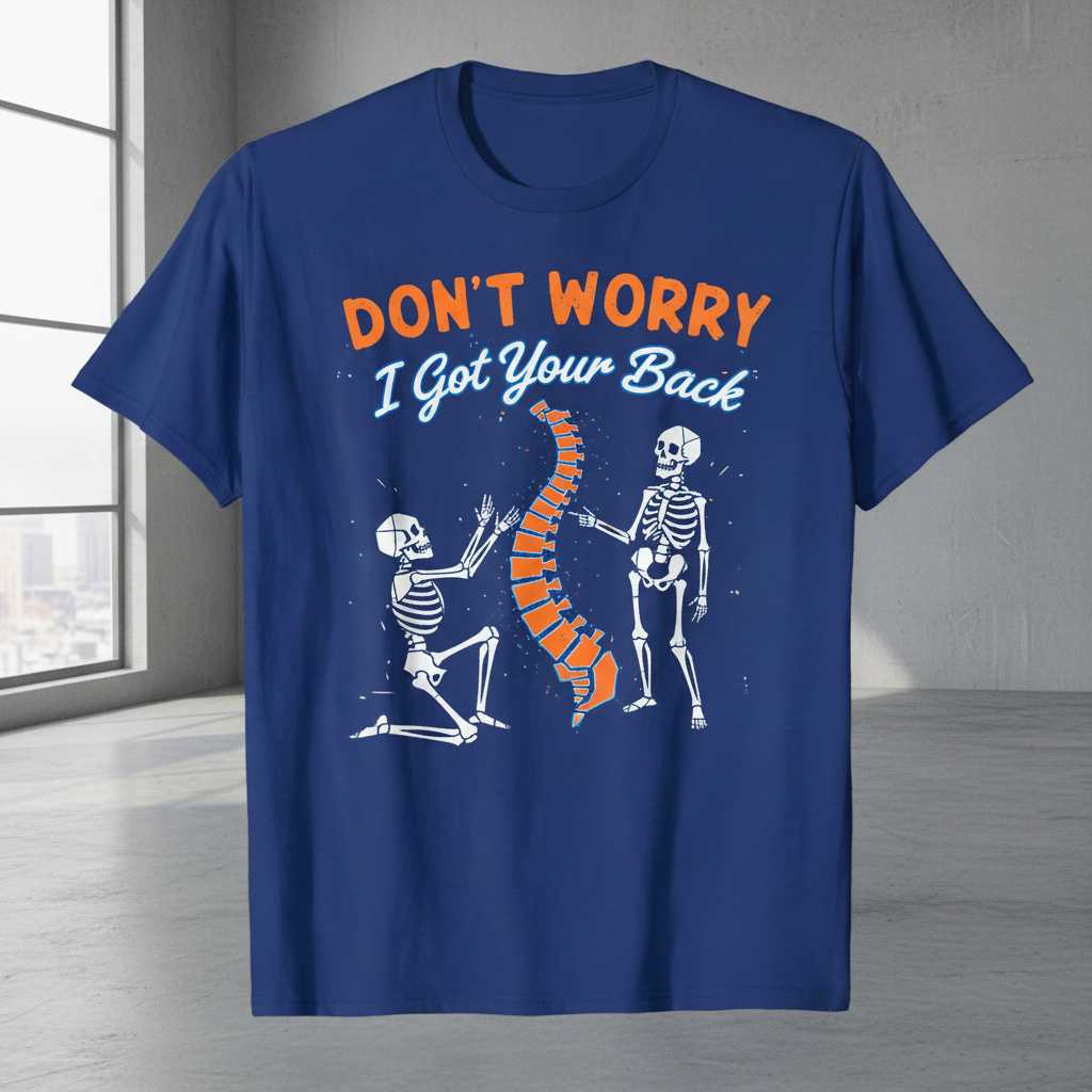 Dont Worry I Got Your Back Skeleton Graphic T-Shirt, Funny Novelty Tee Idea