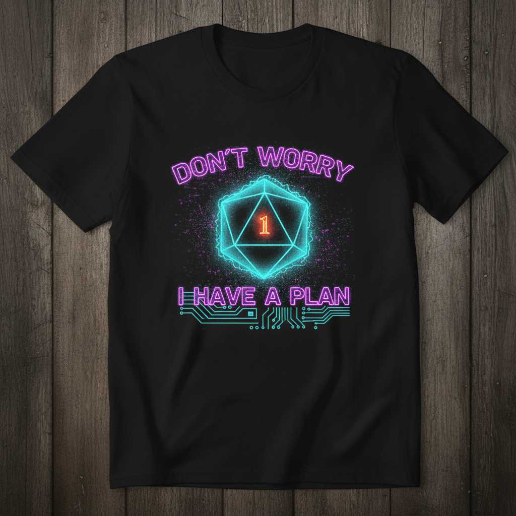 Dont Worry I Have A Plan Retro T-Shirt, Funny D20 Gaming Novelty Tee Idea