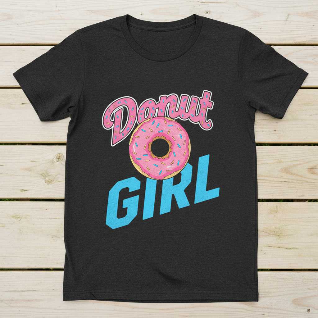 Donut Girl Cute Graphic T-Shirt, Funny Donut Lover Novelty Tee Gift Idea