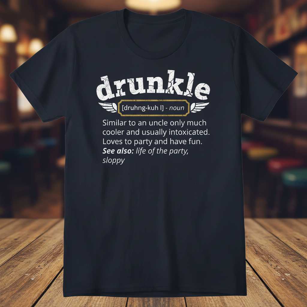 Drunkle Noun Similar To An Uncle Only Much Cooler And Usually Intoxicated Loves To Party And Have Fun See Also Life Of The Party Sloppy Distressed T-Shirt Funny Tee