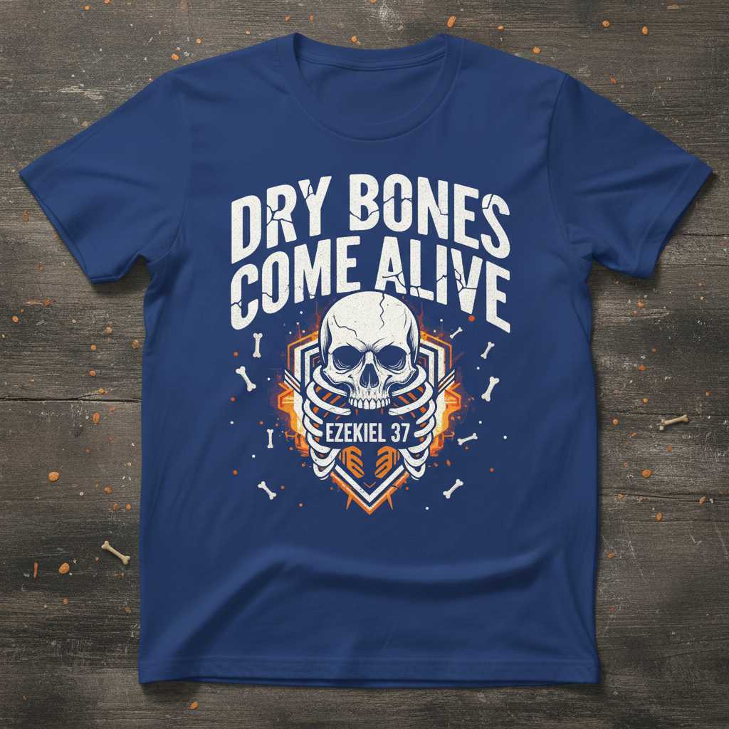 Dry Bones Come Alive Ezekiel 37 Skeleton Distressed T-Shirt Graphic Novelty Tee