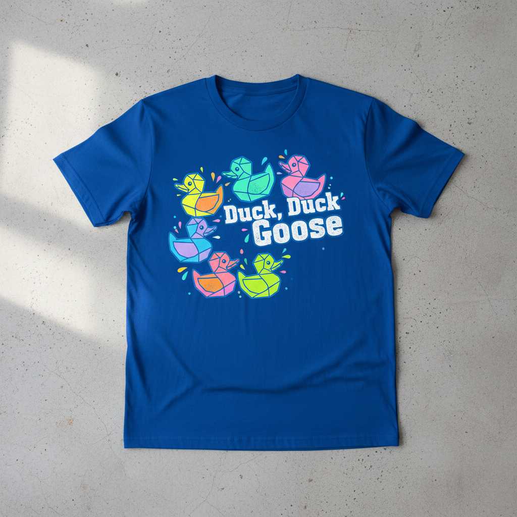 Duck, Duck Goose Distressed T-Shirt, Funny Geometric Graphic Tee Unisex Top