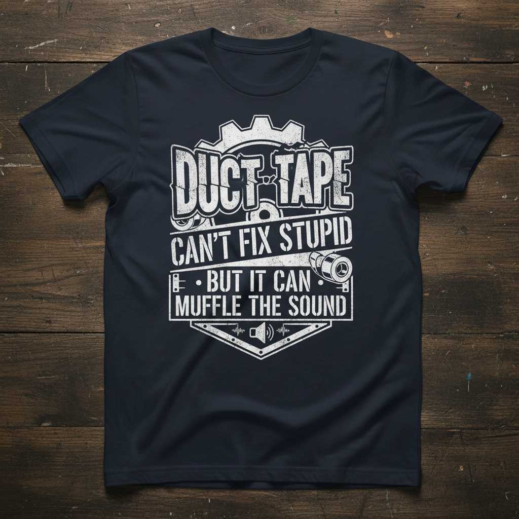 Duct Tape Cant Fix Stupid But It Can Muffle The Sound Distressed T-Shirt, Funny Tee Idea