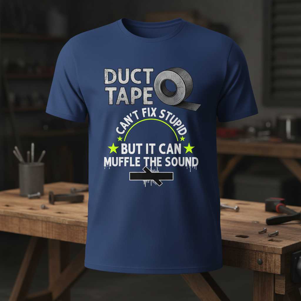 Duct Tape Cant Fix Stupid But It Can Muffle The Sound Distressed T-Shirt Funny Tee