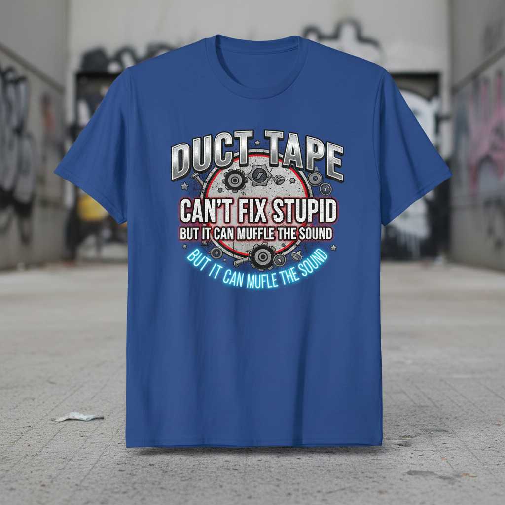 Duct Tape Cant Fix Stupid But It Can Muffle The Sound Distressed T-Shirt Funny Tee_1767611251