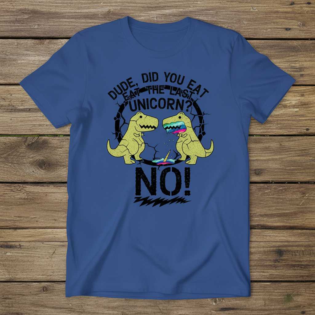 Dude Did You Eat The Last Unicorn No Distressed Graphic T-Shirt Funny Tee