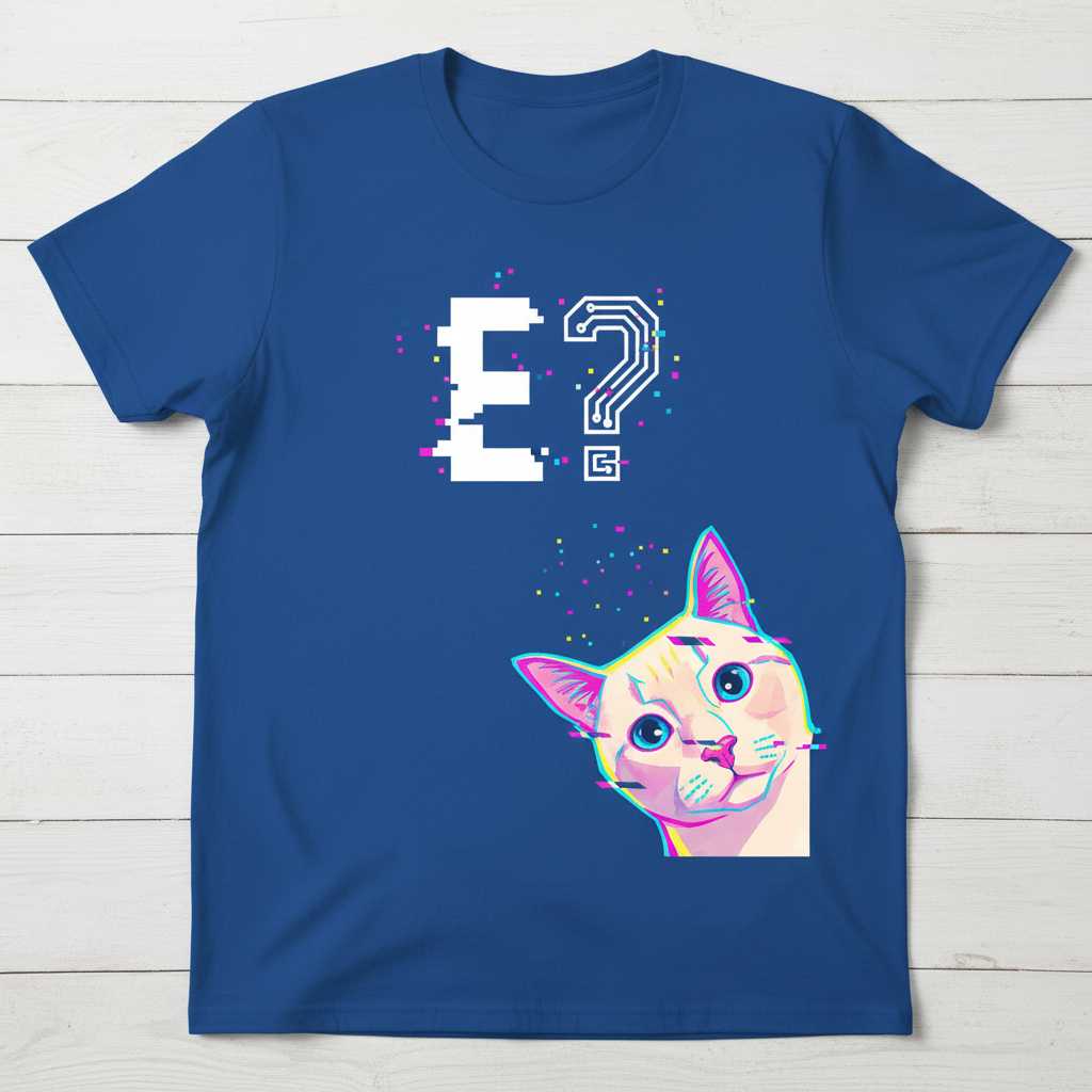 E- Flame Point Siamese Cat Glitch Graphic T-Shirt, Funny Kitten Tee Gift Idea
