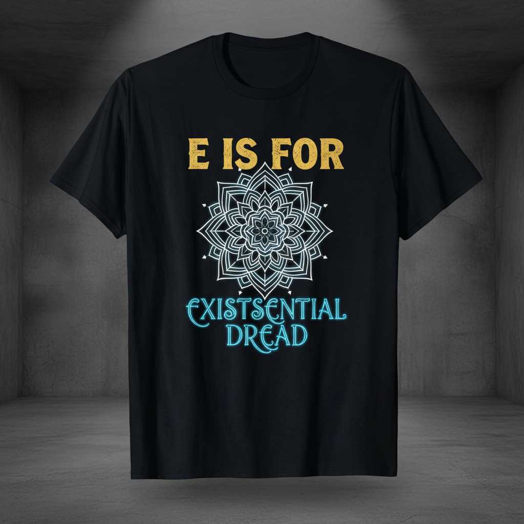 E Is For Existential Dread Retro Distressed T-Shirt, Funny Graphic Tee Merch