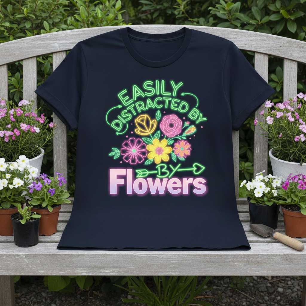 Easily Distracted By Flowers Unisex T-Shirt Cute Graphic Tee Gift Idea