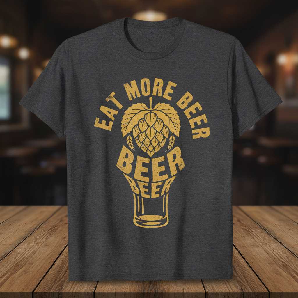 Eat More Beer Vintage Distressed T-Shirt, Funny Beer Lover Tee Gift Idea