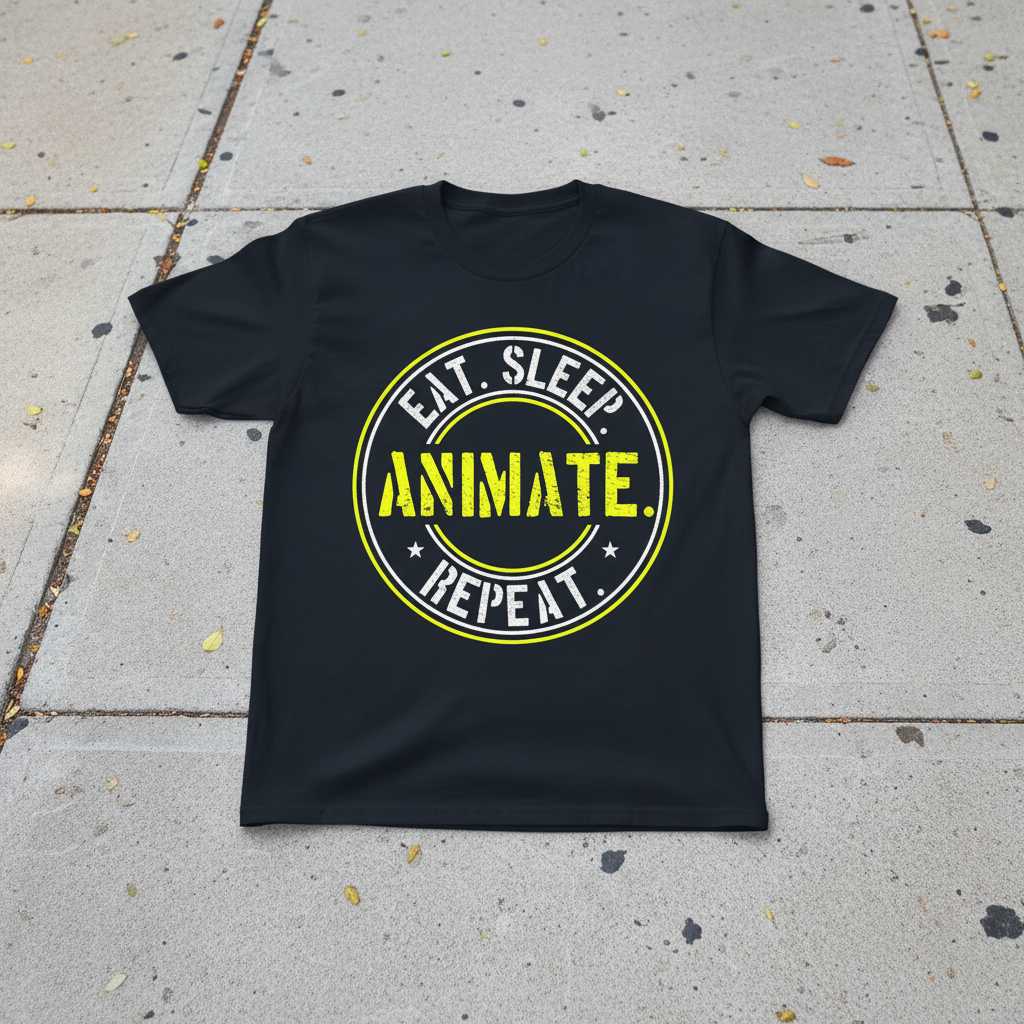 Eat Sleep Animate Repeat Distressed T-Shirt, Funny Graphic Animator Tee Merch