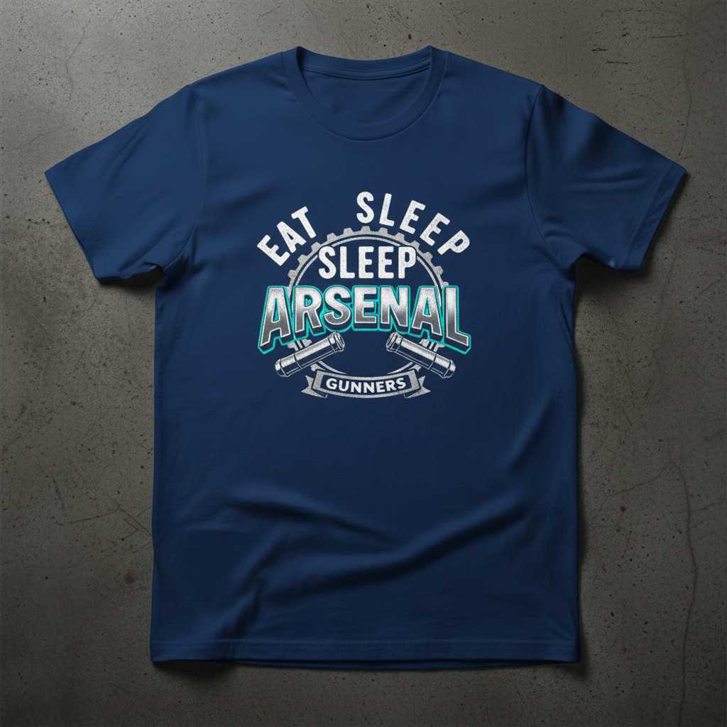 Eat Sleep Arsenal Gunners Distressed Vintage T-Shirt, Novelty Tee Merch