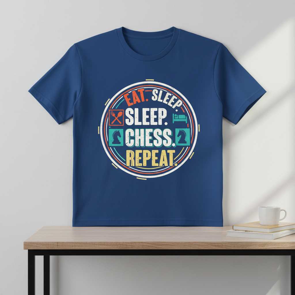 Eat Sleep Chess Repeat Retro T-Shirt, Novelty Graphic Chess Player Tee Idea