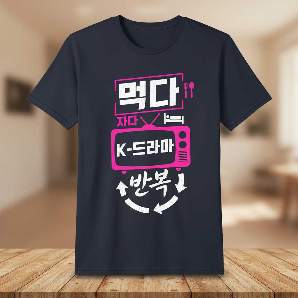 Eat Sleep K-Drama Repeat Graphic T-Shirt, Funny Korean Drama Fan Tee Merch
