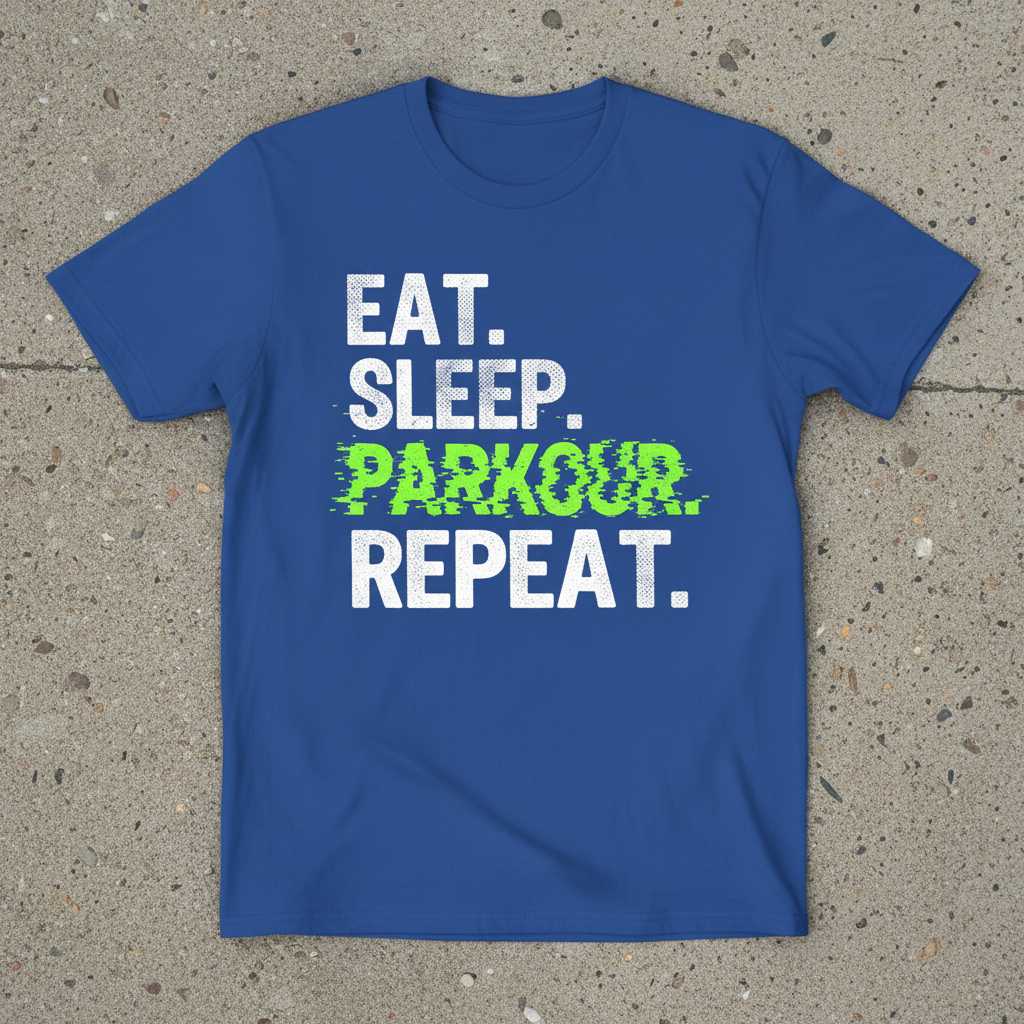 Eat Sleep Parkour Repeat Distressed Graphic T-Shirt, Funny Unisex Tee Merch
